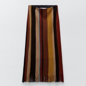 NWT Zara Multi-Colored Knit Midi Skirt - Size Medium